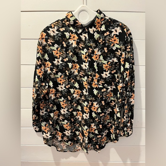 ABIBELLE Black Floral Button-Up Shirt – Size XL/XXL - Picture 2 of 8